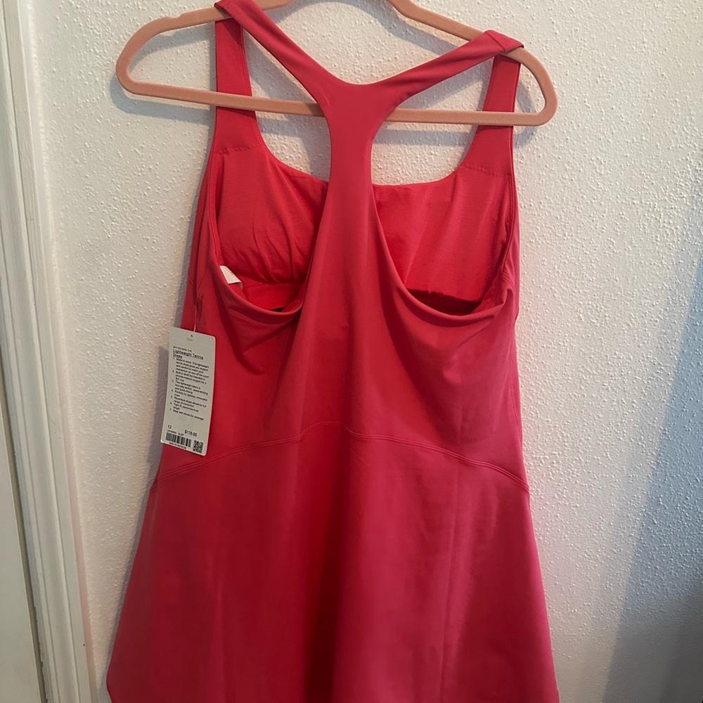 Lululemon Court Crush Tennis Dress Size 12 NWT Hot Pink Athletic Racerback Prep - Picture 7 of 10